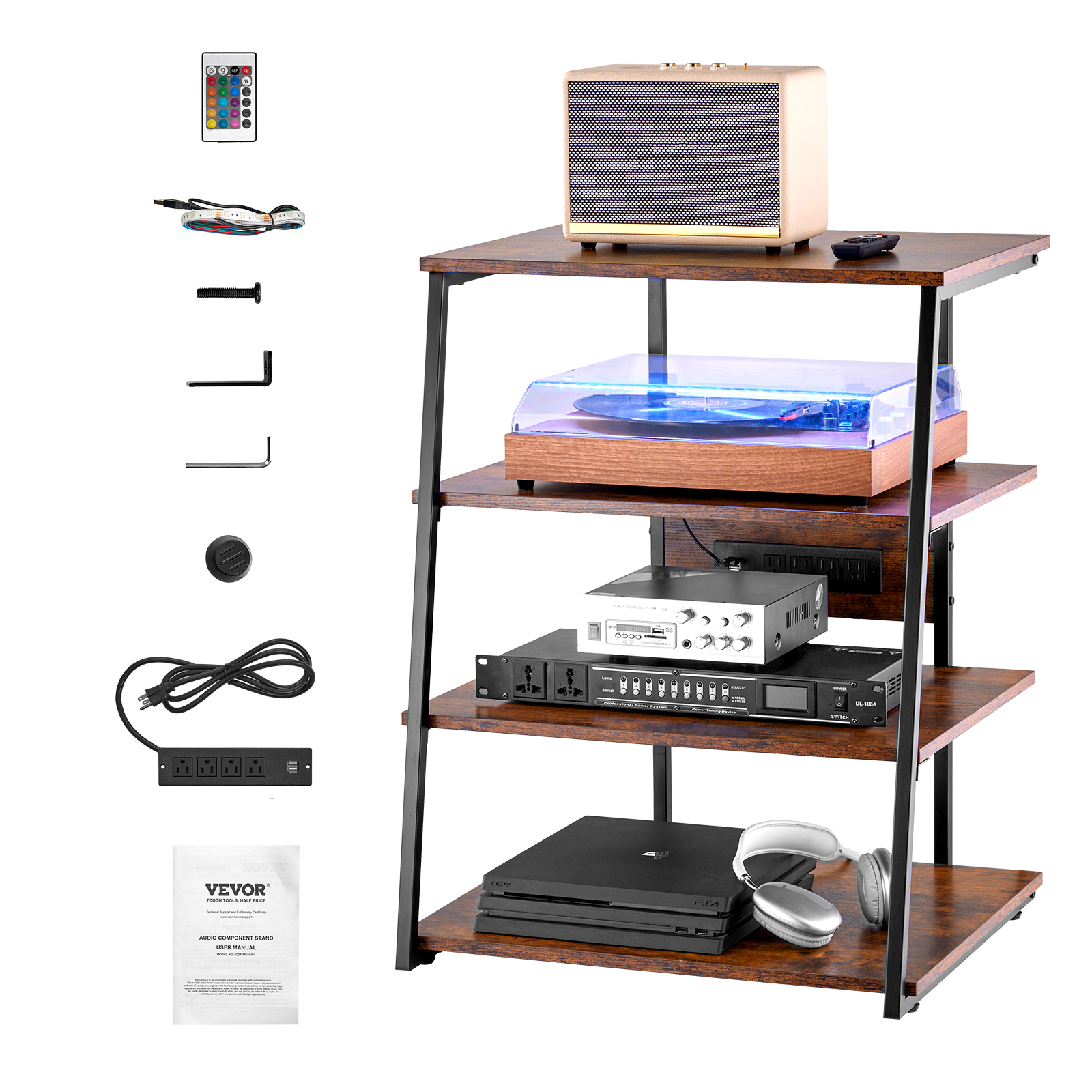 Gaming Console Tv Stand - SucceBuy AV Media Stand with Power