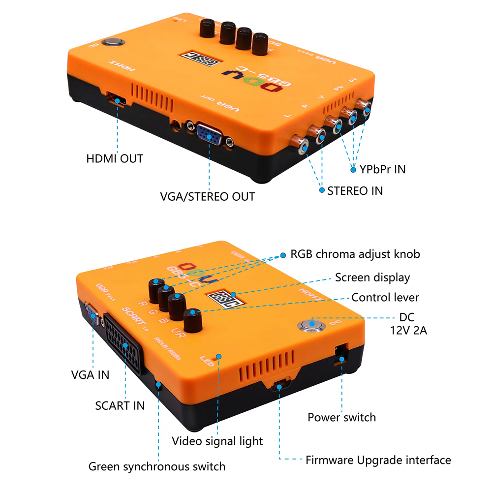 Gaming Console Vintage - ODV-GBS-C Component/VGA/Scart to VGA/HDMI-Compatible Scan Converter