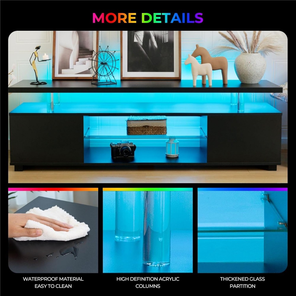 Black TV Stand with LED Lights – Gaming Console Tv Stand Bewertung und Preis