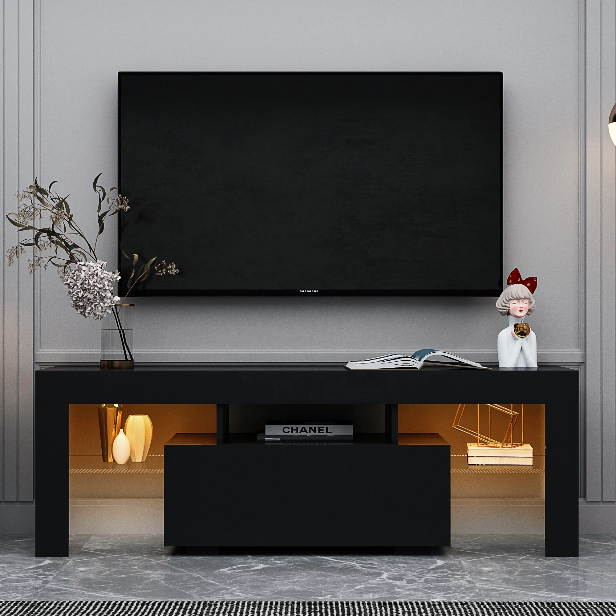 #Black TV Stand with LED RGB L – Gaming Console Tv Stand Bewertung und Preis