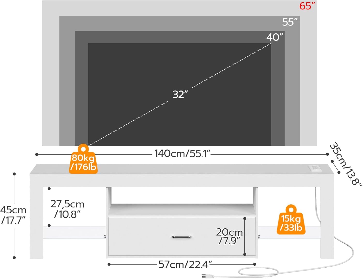 LED TV Stand with Power Outlet – Gaming Console Image Bewertung und Preis