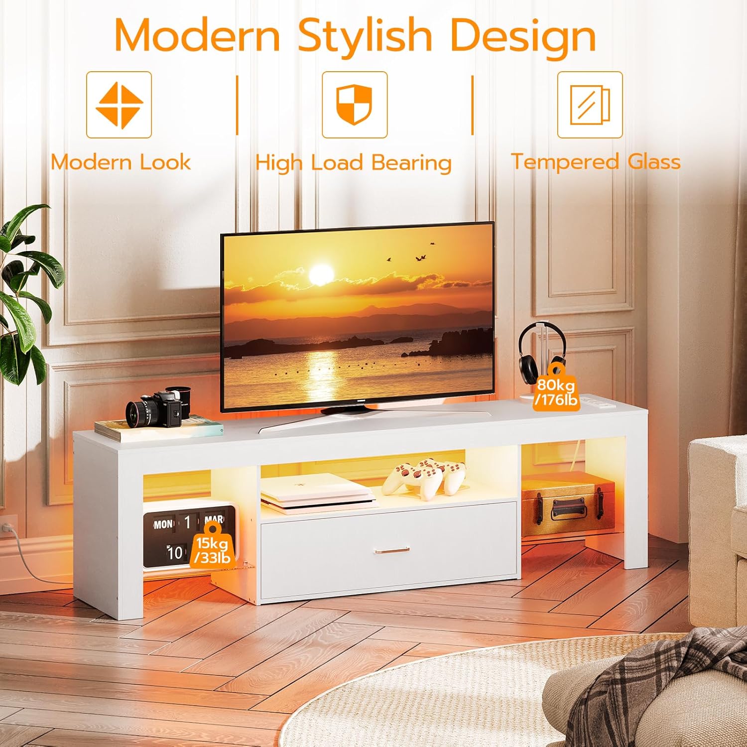 LED TV Stand with Power Outlet – Gaming Console Image Bewertung und Preis